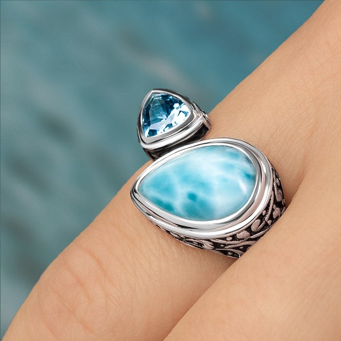 Vintage Ring in sterling silver with larimar by marahlago 