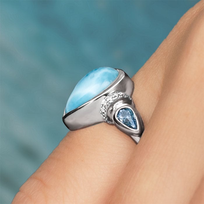 Esme Larimar Ring in Sterling Silver by Marahlago 