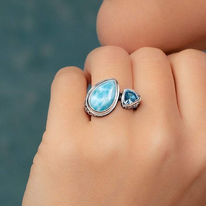 Vintage Ring in sterling silver with larimar by marahlago 