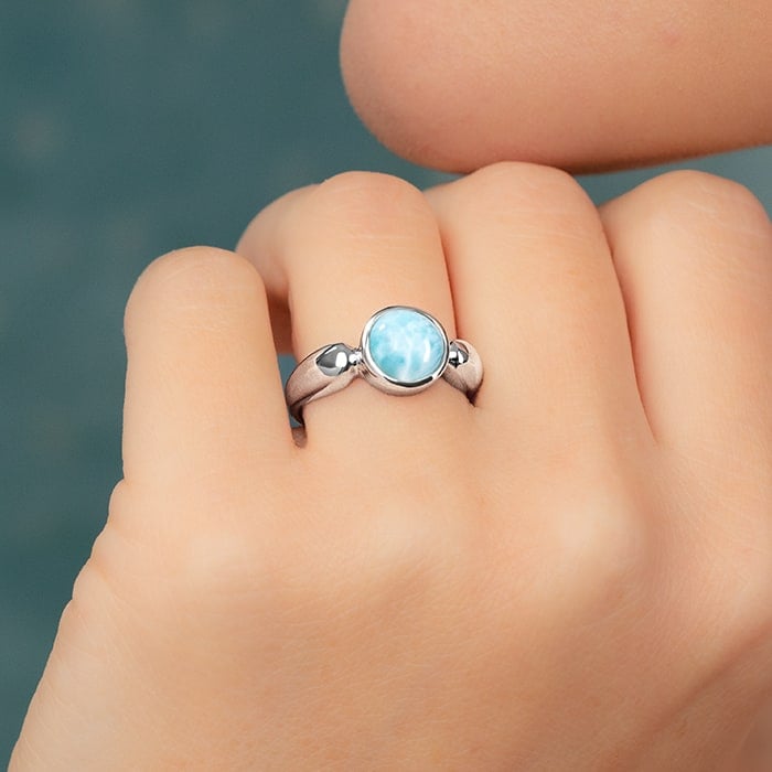 Solitaire Ring in sterling silver by Marahlago larimar