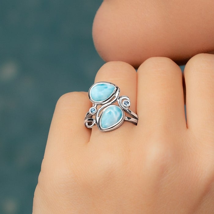 Lyric ring in sterling silver with larimar by marahlago
