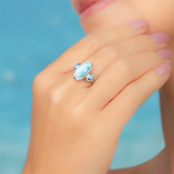 Avery Larimar Ring in Sterling Silver by Marahlago 
