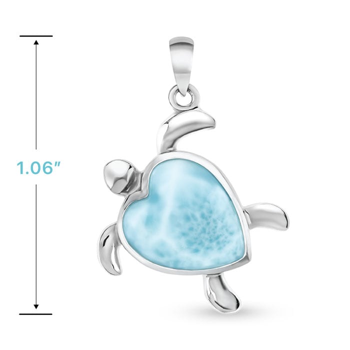 Turtle Heart Necklace silver larimar