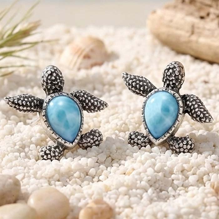 Turtle Earrings in sterling silver by Marahlago Larimar Jewelryr