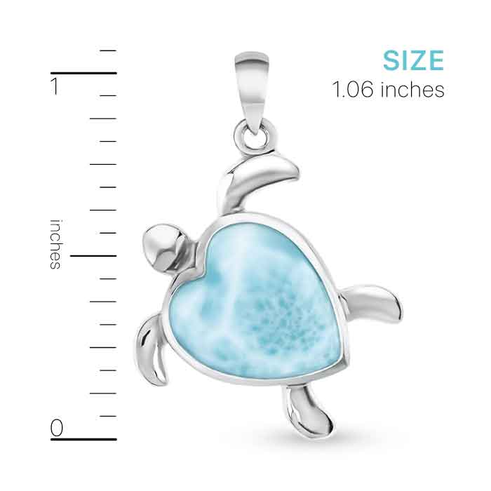 Turtle Heart Necklace silver larimar