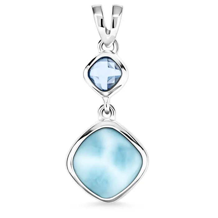 thumbnail image 2 of Larimar Cross Necklace In Gold Plated 925 Sterling Silver - George Art Jewels 2 of 14