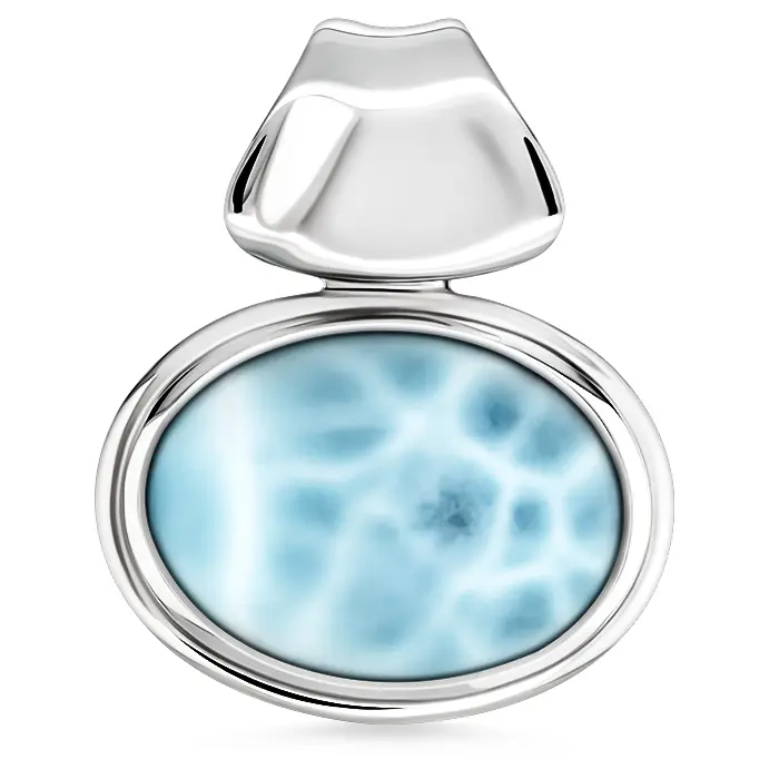 Larimar Sterling Silver Caressa Pendant Necklace Marahlago Jewelry oval Gemstone 
