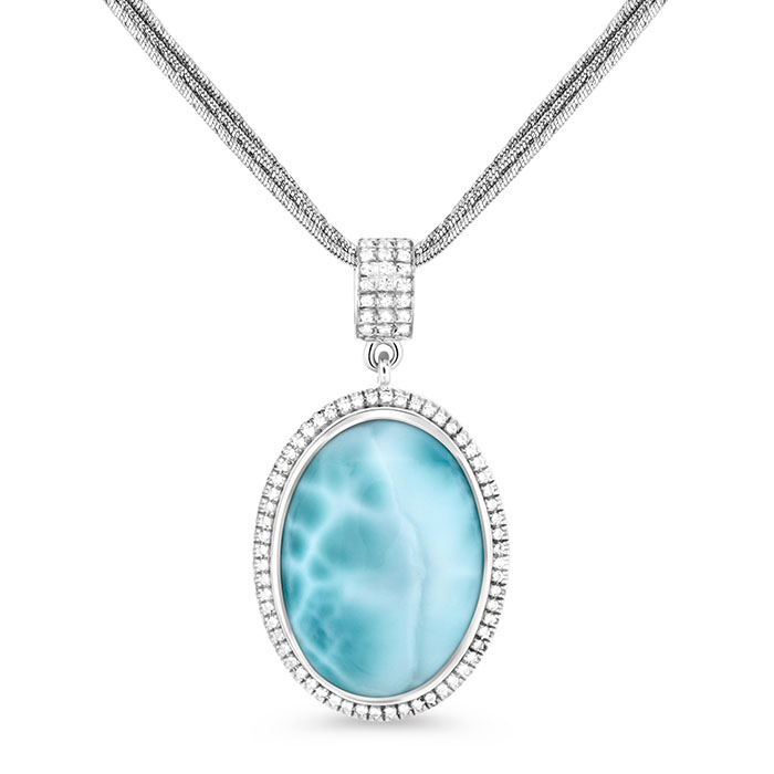 Long Necklace with sapphires chain in silver