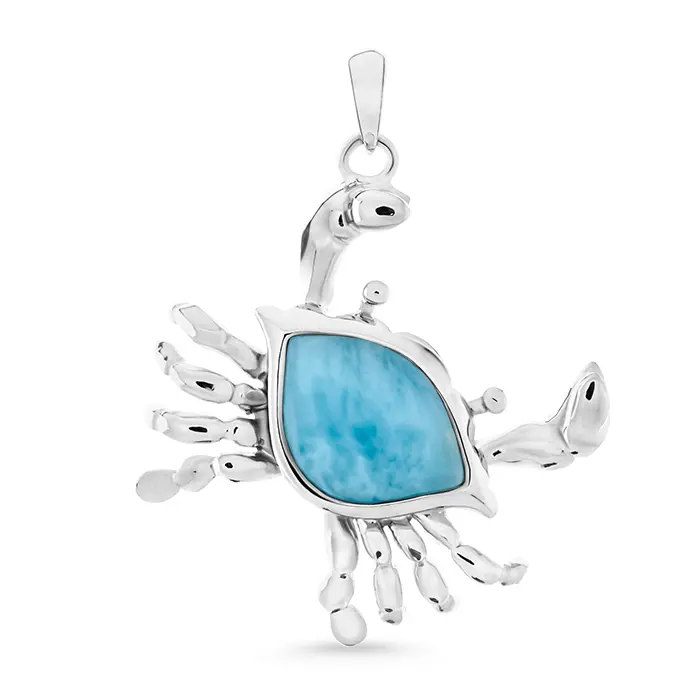 Crab Necklace in sterling silver and Larimar 