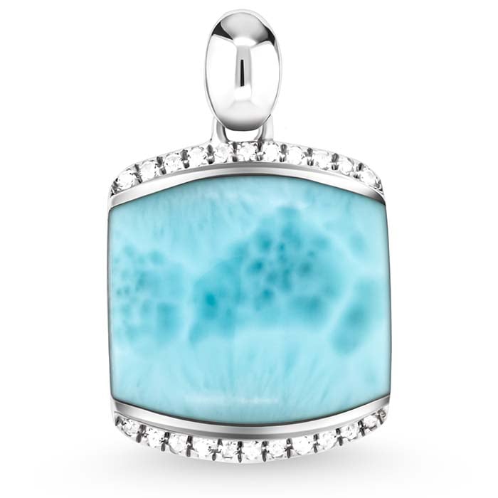 Larimar Sterling Silver Joy Necklace Marahlago Jewelry Cushion Gemstone White Sapphire