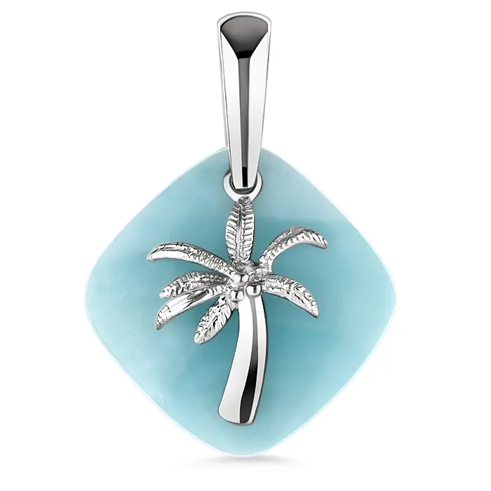 Palm Tree Necklace in sterling silver Larimar 