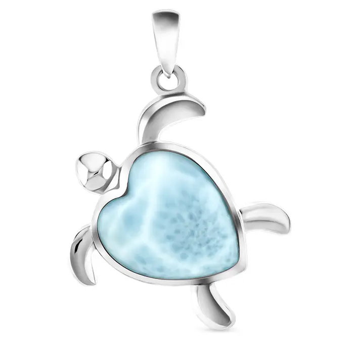 Turtle Heart Necklace silver larimar