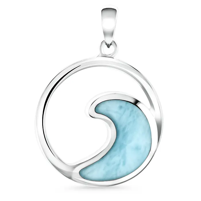 Wave Necklace in sterling silver with larimar