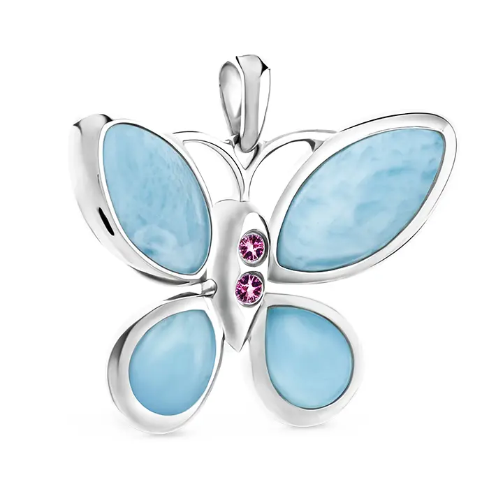 Butterfly Necklace in Silver and larimar by marahlago