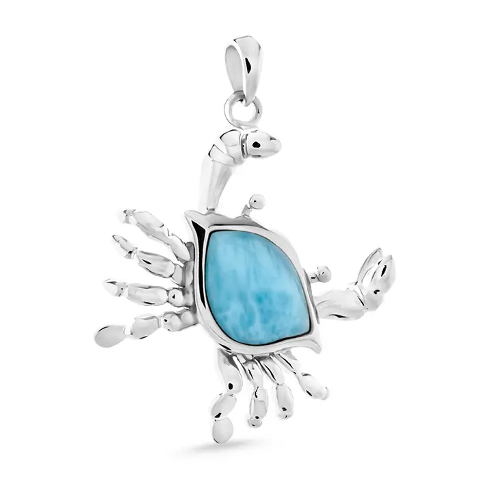 Crab Necklace in sterling silver and Larimar 