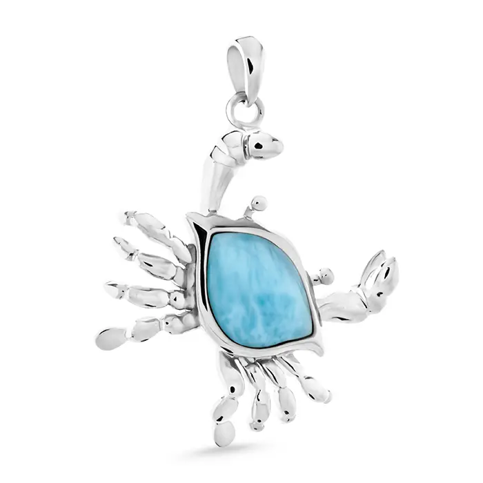 Crab Necklace in sterling silver and Larimar 