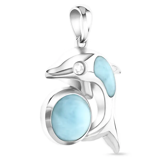 Dolphin Necklace in sterling silver larimar