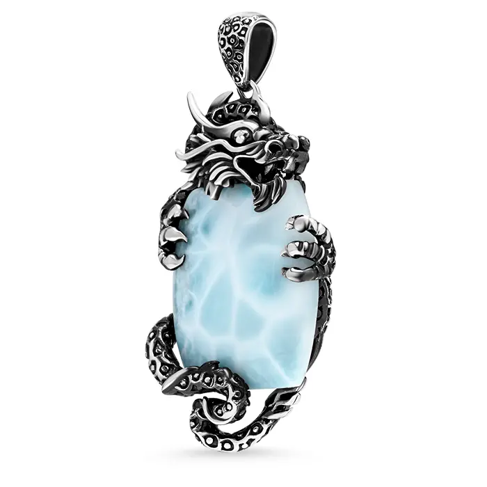 Dragon Necklace with larimar and silver