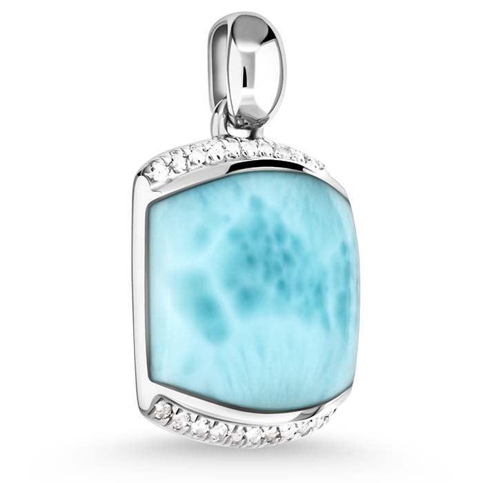Larimar Sterling Silver Joy Necklace Marahlago Jewelry Cushion Gemstone White Sapphire