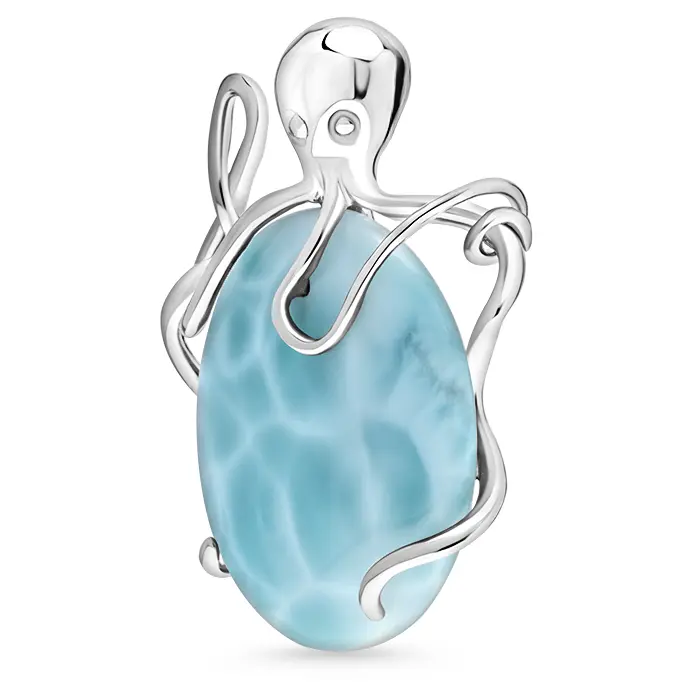 Octopus Necklace with larimar and Silver