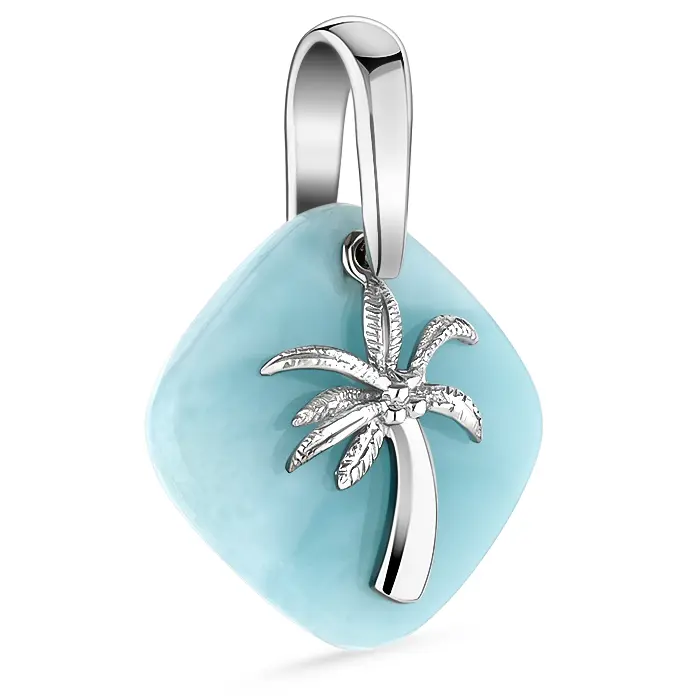 Palm Tree Necklace in sterling silver Larimar 