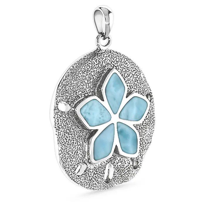 Sand Dollar Necklace with Larimar By Marahlago 