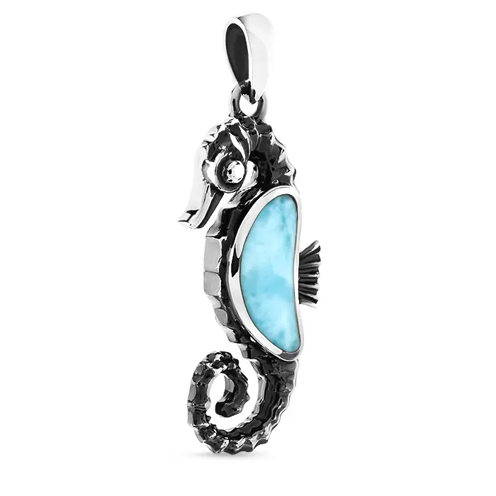 Seahorse Necklace in sterling silver by Marahlago larimar