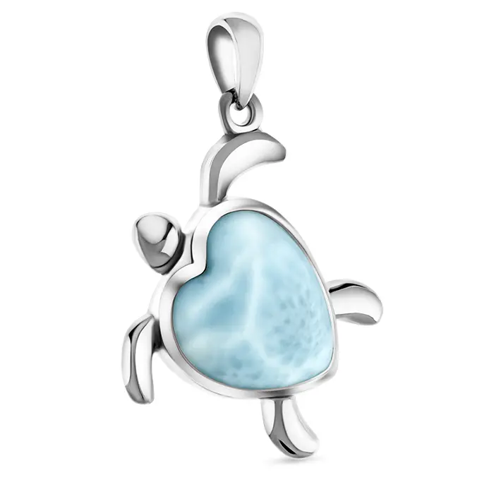 Turtle Heart Necklace silver larimar