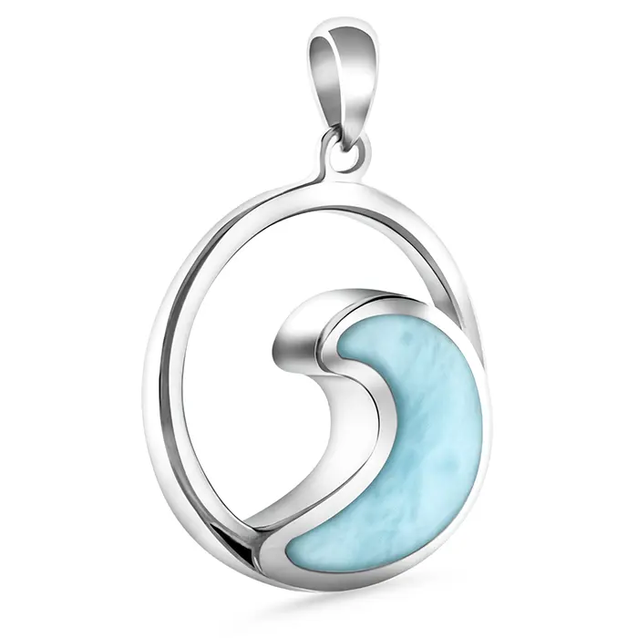 Wave Necklace in sterling silver with larimar