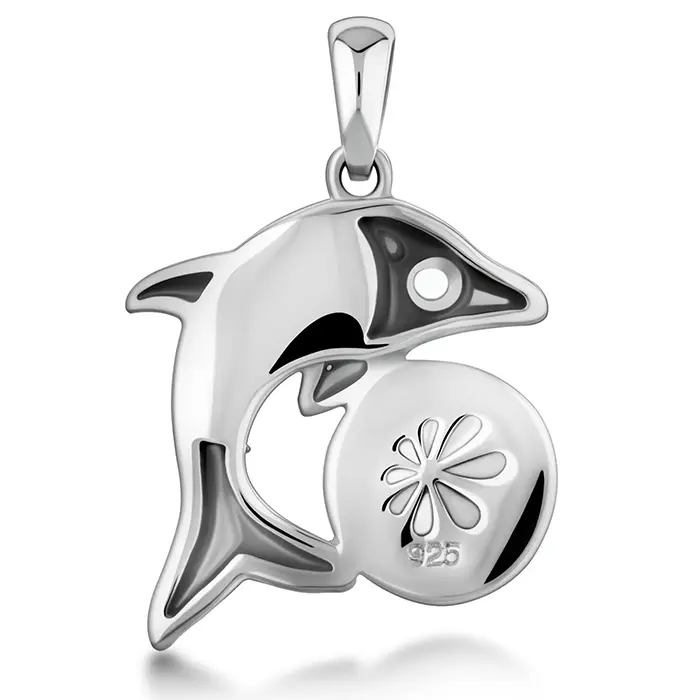 Dolphin Necklace in sterling silver larimar