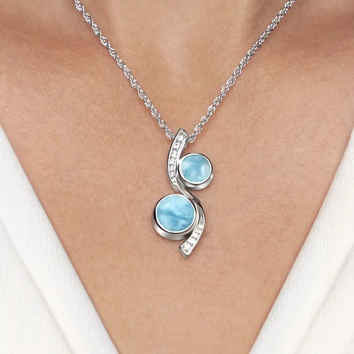 Tryst Larimar Necklace with white sapphire
