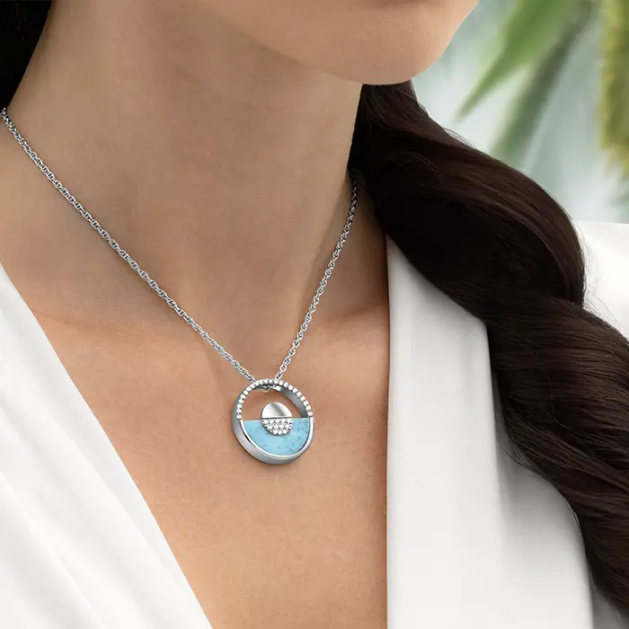Sunset Necklace larimar sterling silver