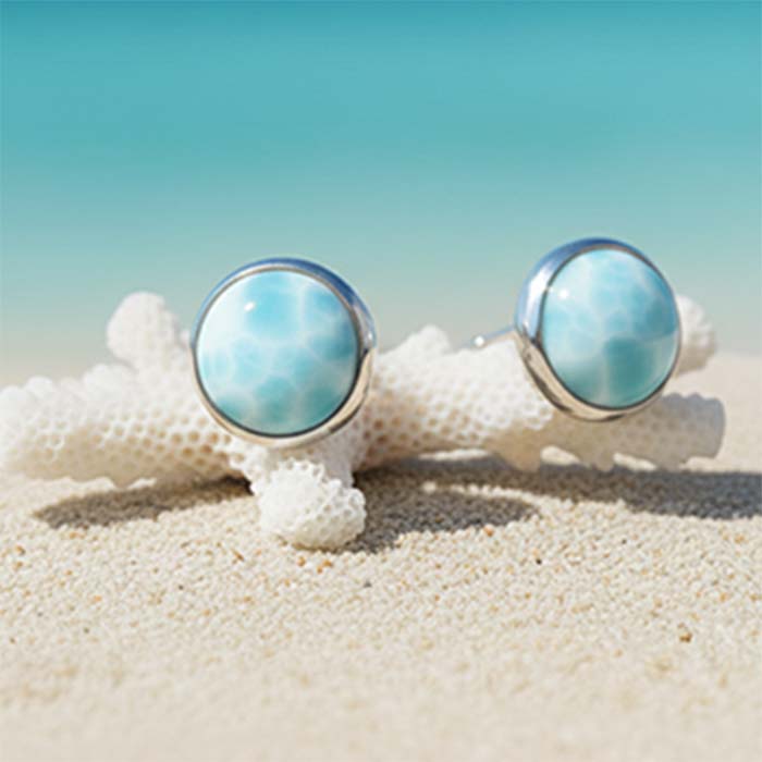 Stud Earring in sterling Silver with Larimar by marahlago