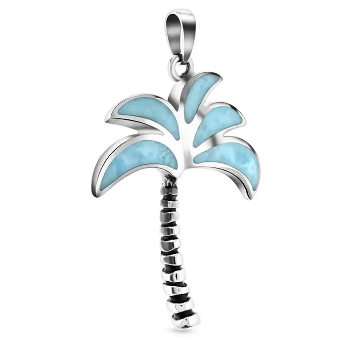 Palm Tree Necklace in oxidized silver by Marahlago Larimar 