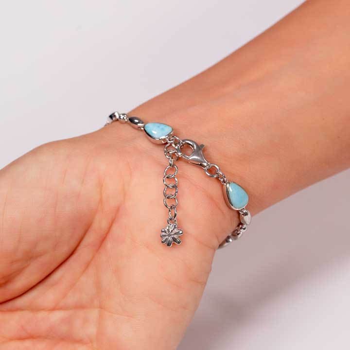 Link Bracelet in Sterling silver and larimar