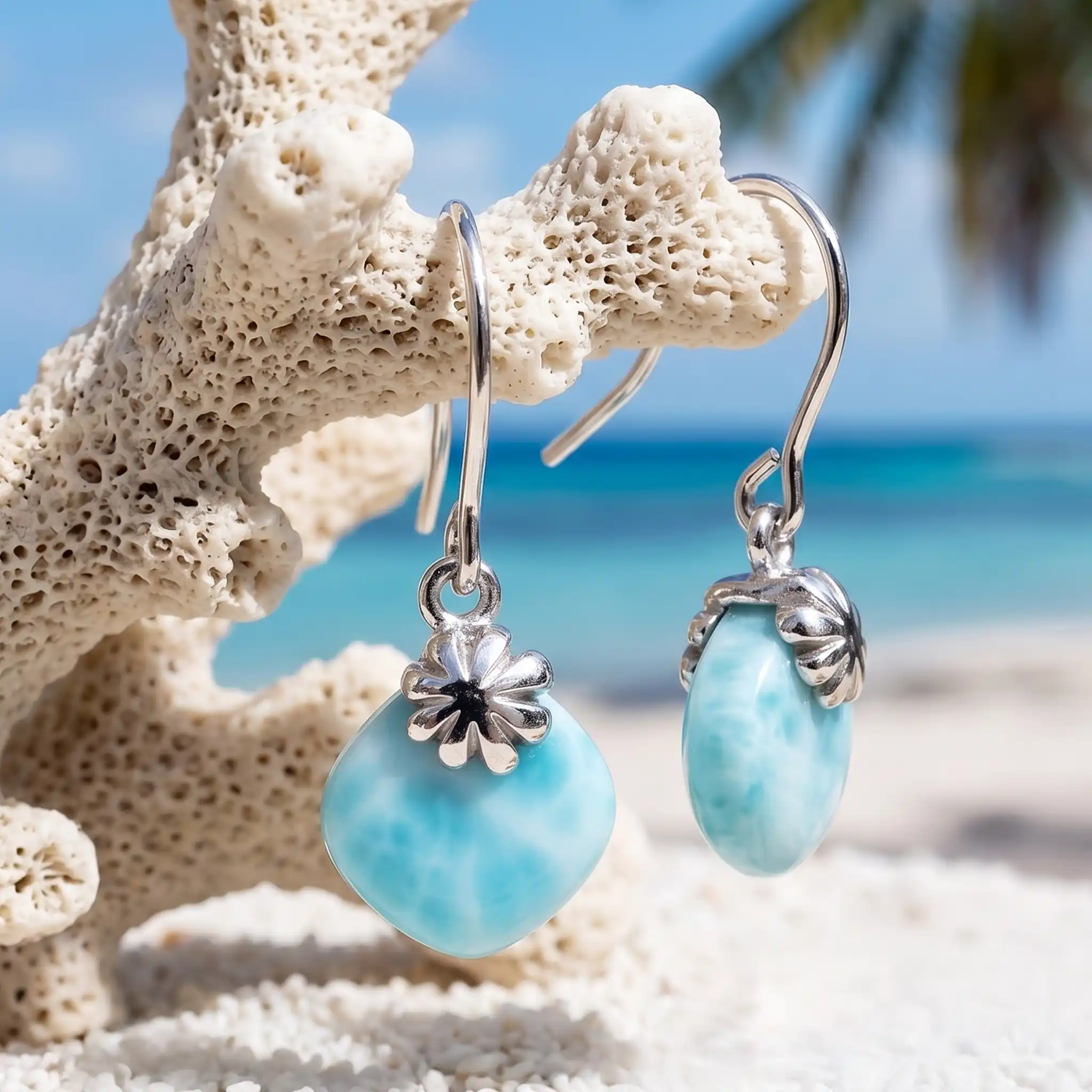 Larimar Abril Earrings Sterling Silver Marahlago