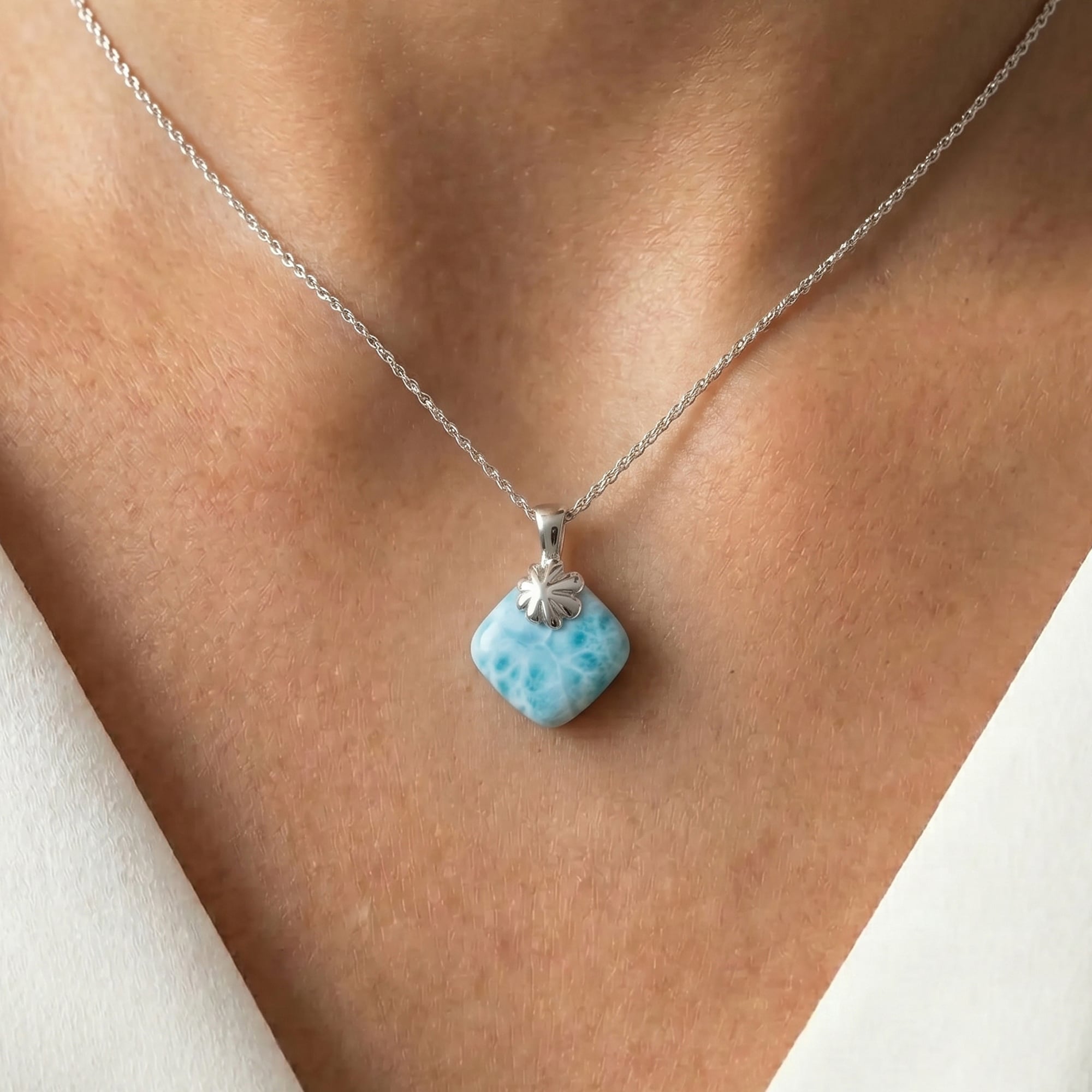 Square Larimar Necklace 