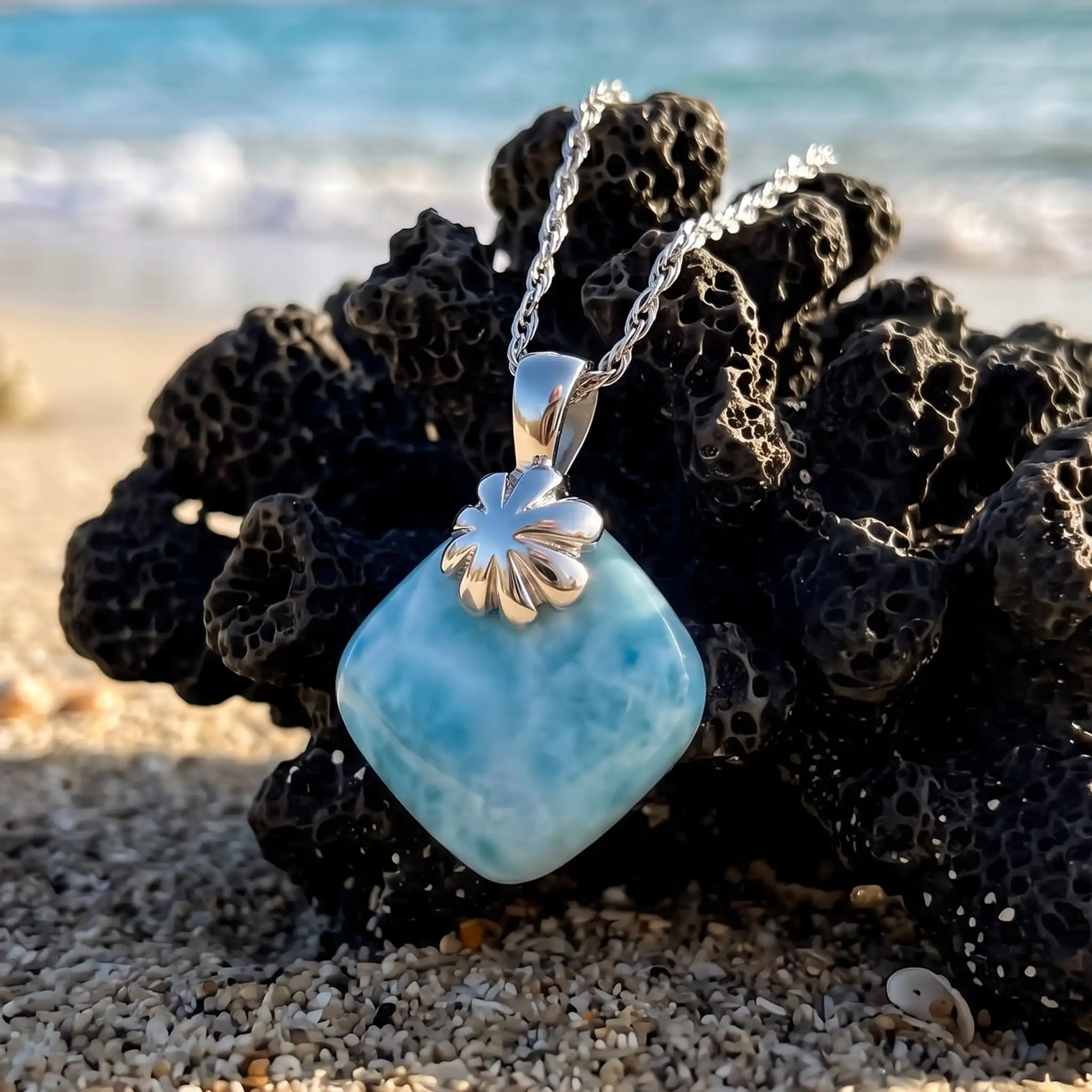 Square Larimar Necklace 