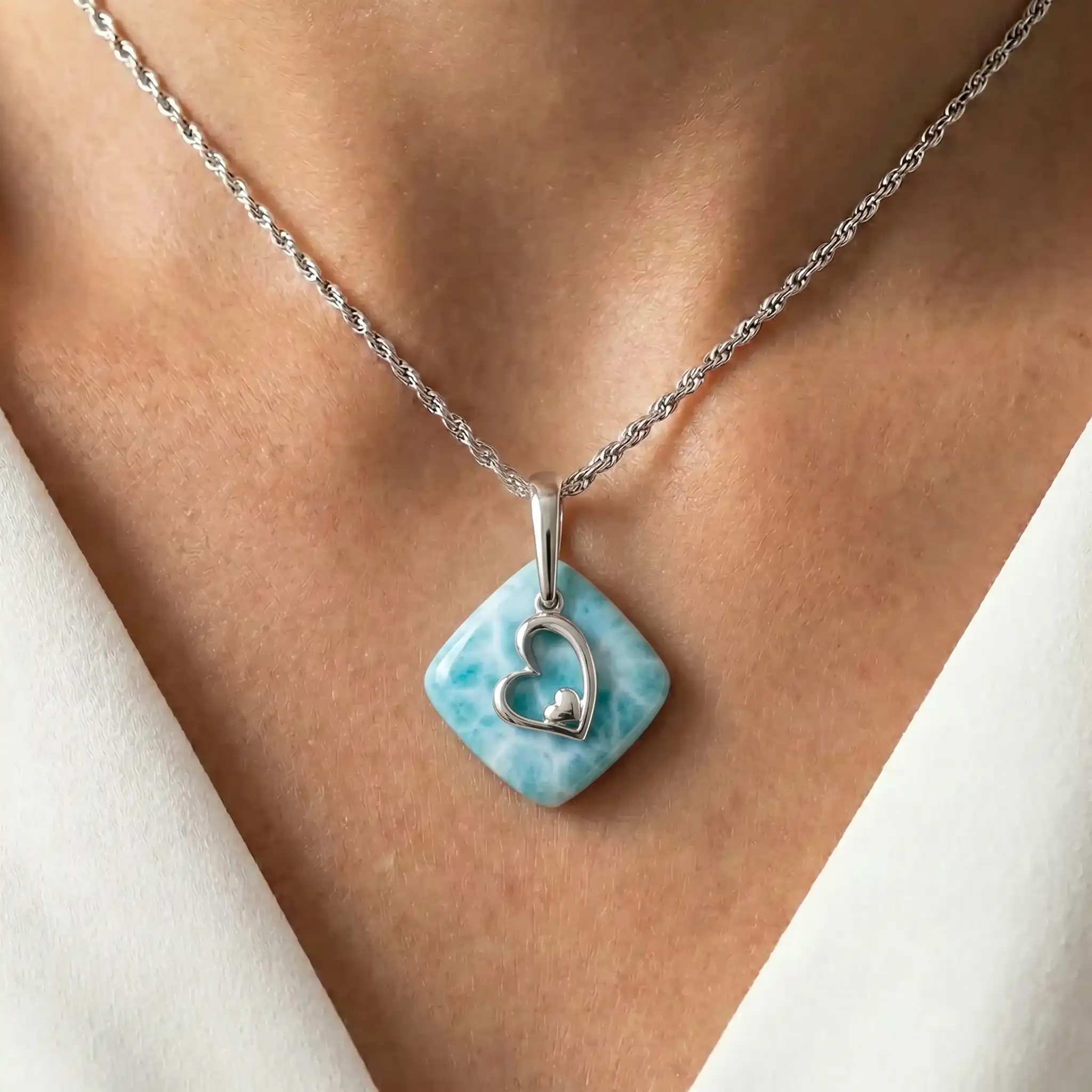 Larimar Heart Necklace Adalia