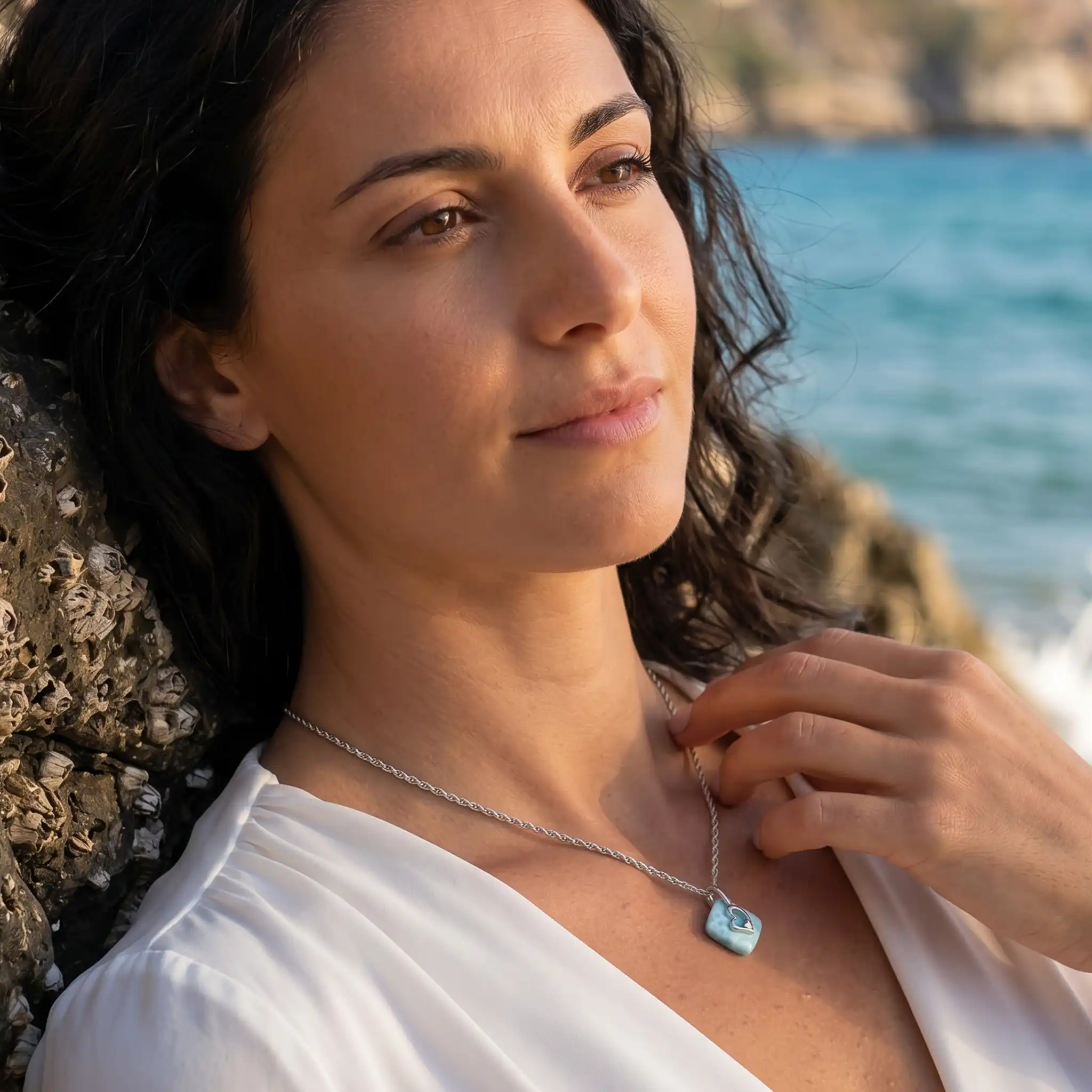 Larimar Heart Necklace Adalia