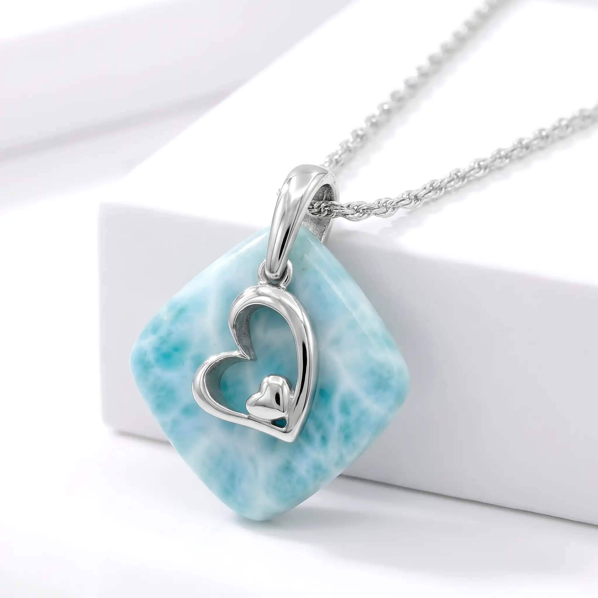 Larimar Heart Necklace Adalia