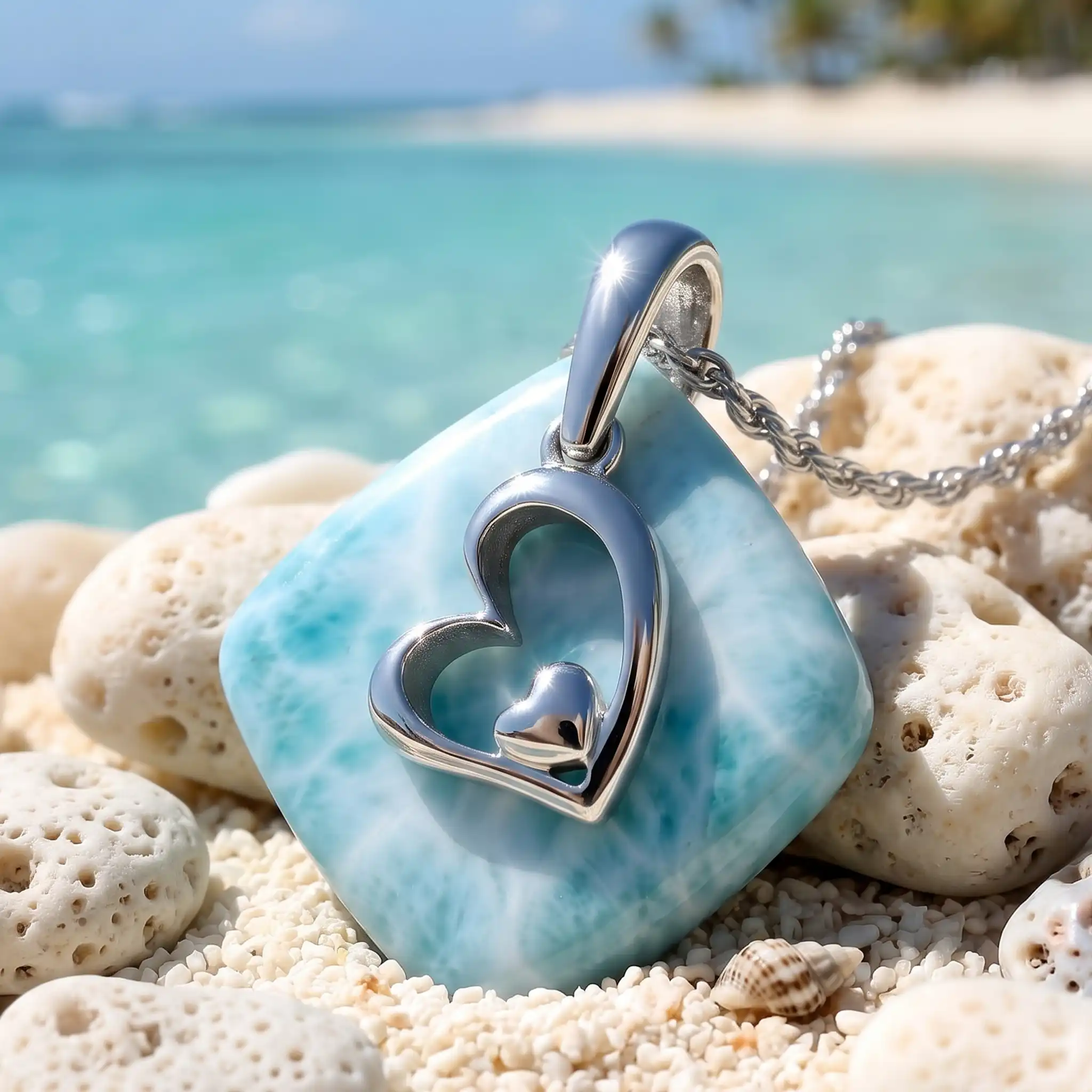 Larimar Heart Necklace Adalia