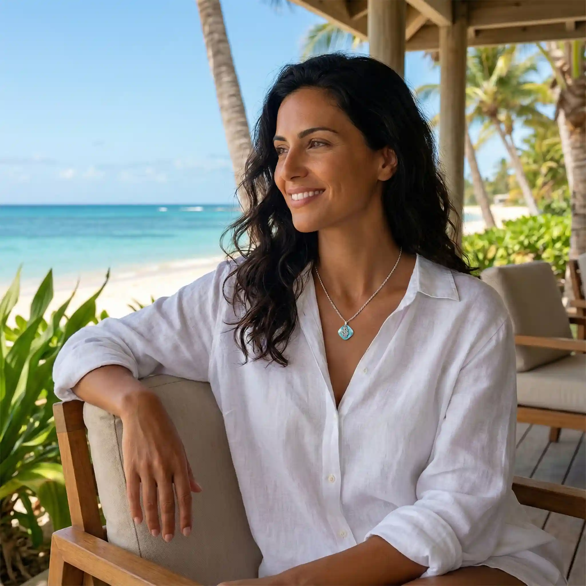 Sandal Necklace in sterling silver by Marahlago Larimar 