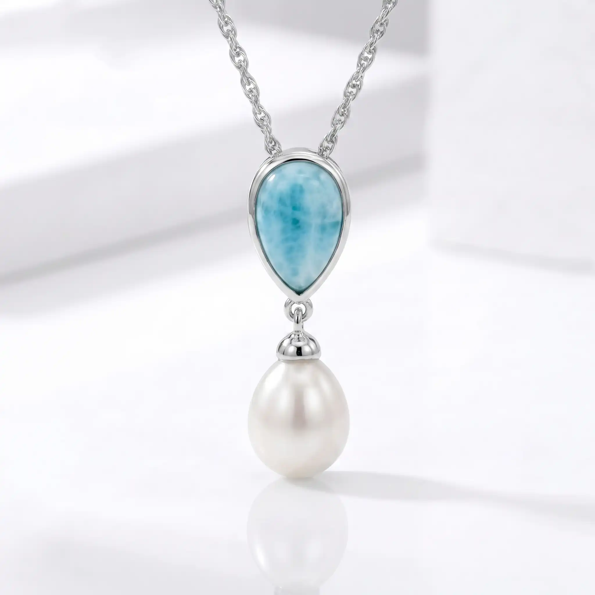 Larimar Pearl Necklace - Alisa 