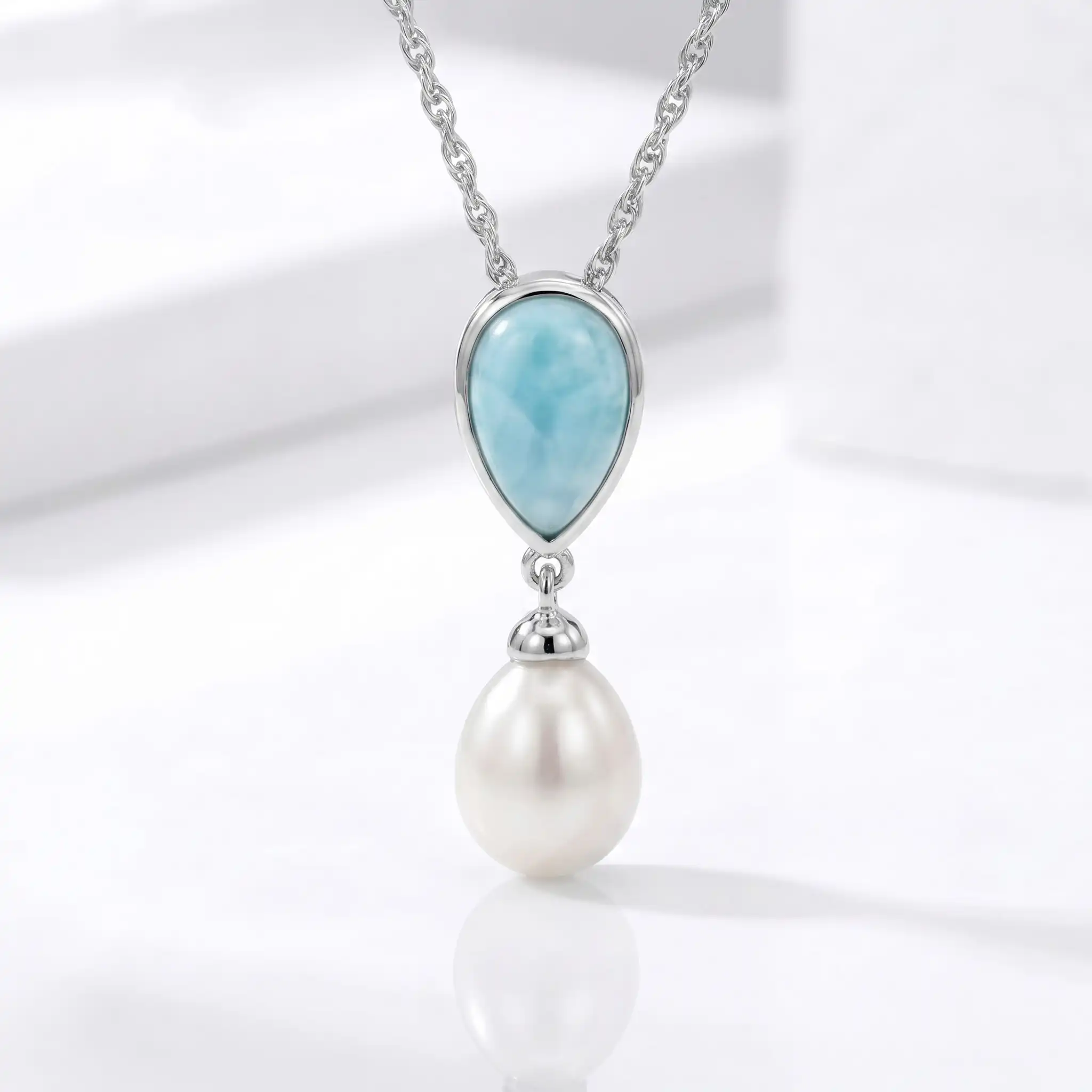 Larimar Pearl Necklace - Alisa 