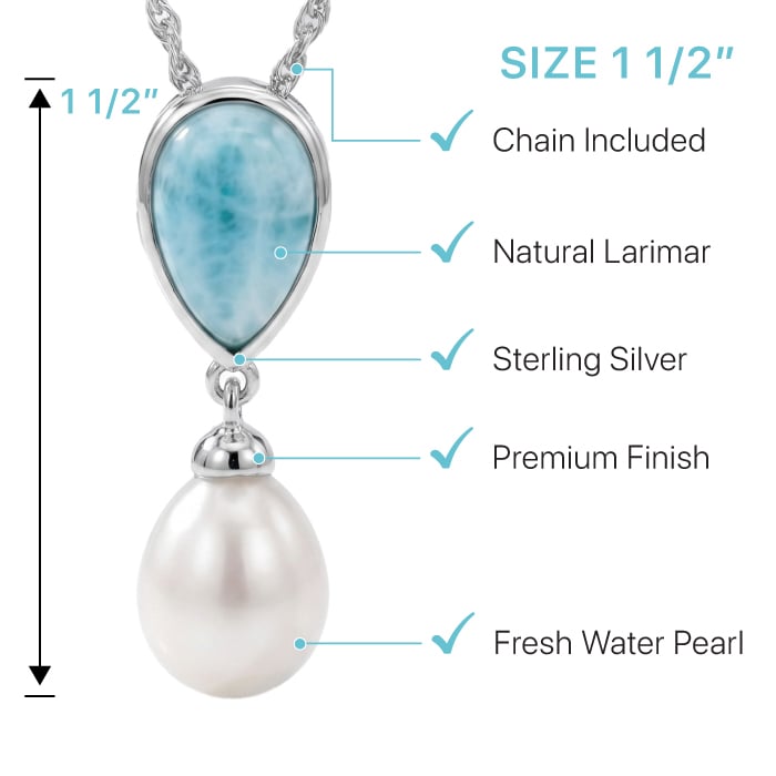 Pearl Necklace with larimar