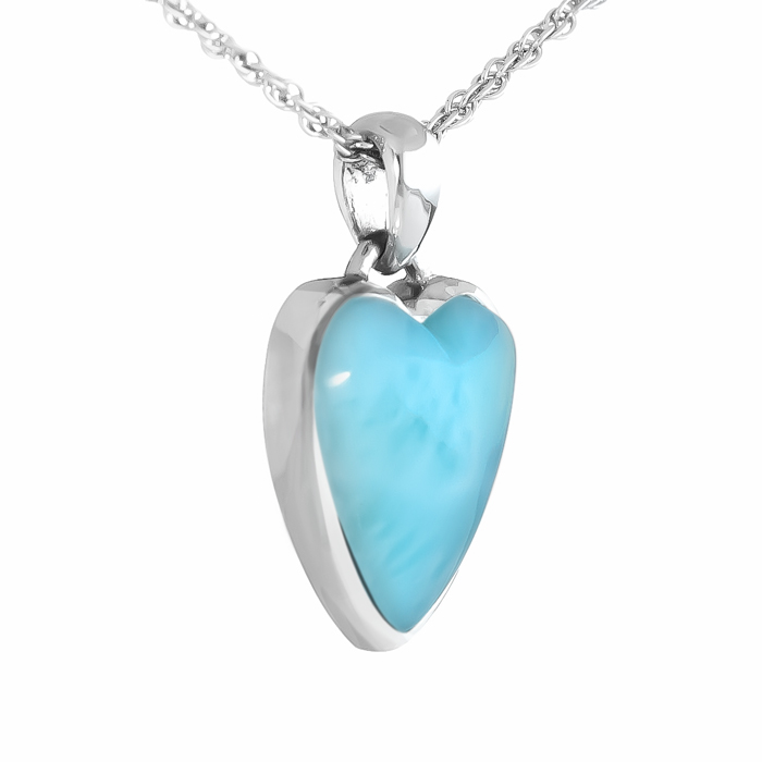 Larimar Sterling Silver Amore Heart Pendant Necklace with 21\