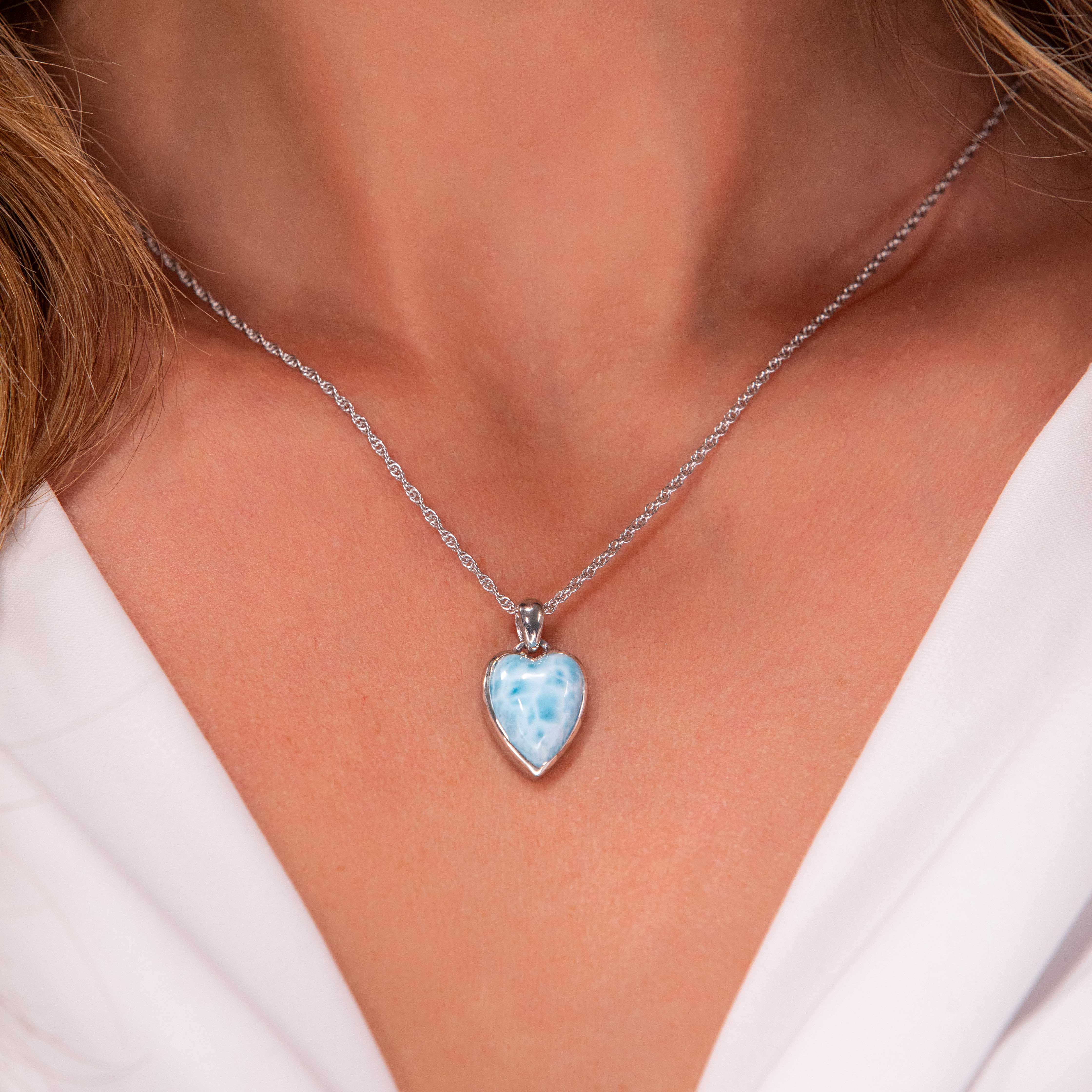 Heart pendant with larimar