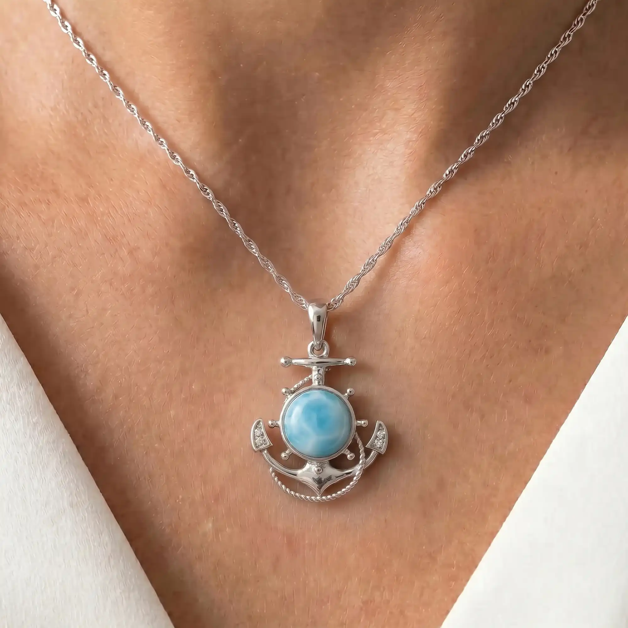 Larimar Anchor Necklace