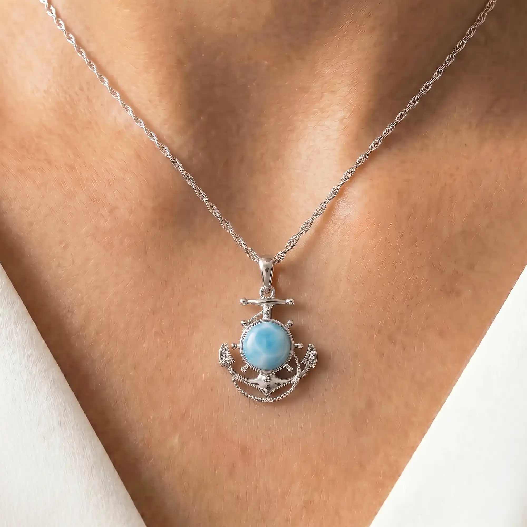 Larimar Anchor Necklace
